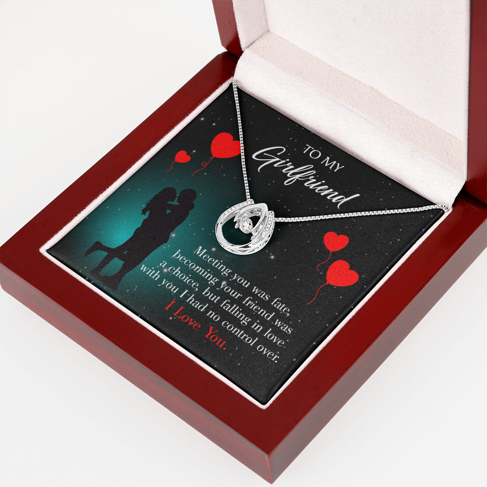 To My Girlfriend Fate Meeting Lucky Horseshoe Necklace Message Card 14k w CZ Crystals-Express Your Love Gifts