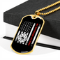 To My Girlfriend Firefighter Girlfriend Thin Red Line Flag Girlfriend Necklace Stainless Steel or 18k Gold Dog Tag 24" Chain-Express Your Love Gifts