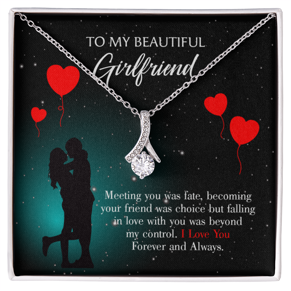 To My Girlfriend Forever and Always Alluring Ribbon Necklace Message Card-Express Your Love Gifts