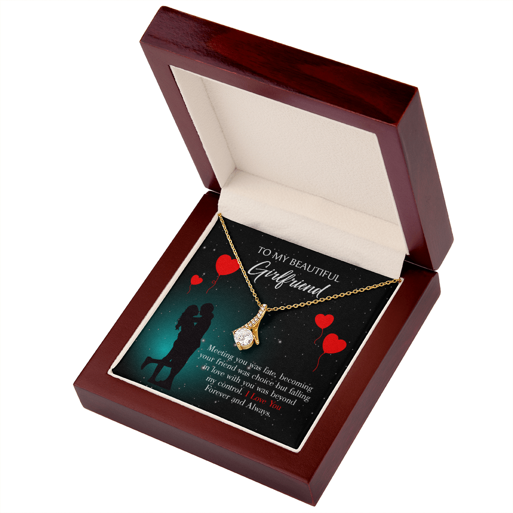 To My Girlfriend Forever and Always Alluring Ribbon Necklace Message Card-Express Your Love Gifts