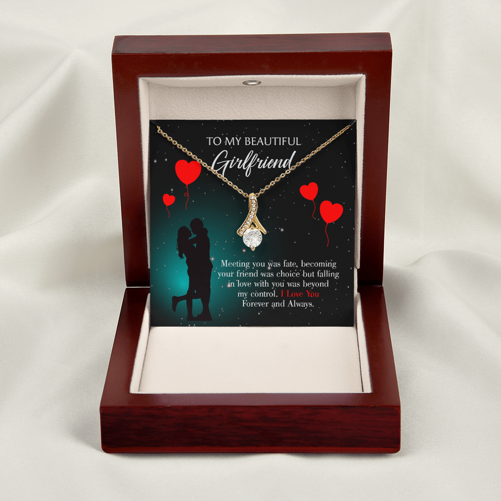 To My Girlfriend Forever and Always Alluring Ribbon Necklace Message Card-Express Your Love Gifts
