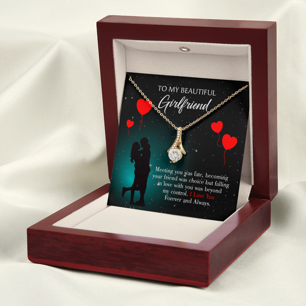 To My Girlfriend Forever and Always Alluring Ribbon Necklace Message Card-Express Your Love Gifts