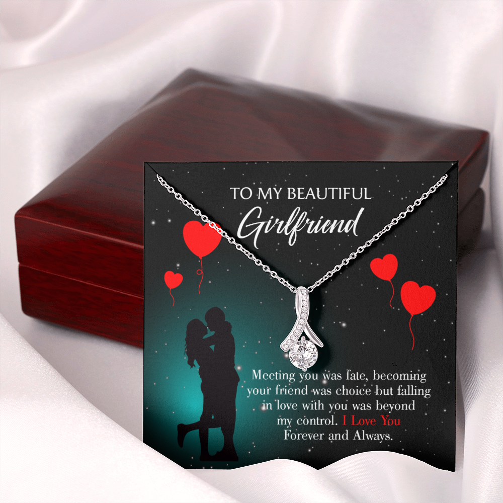 To My Girlfriend Forever and Always Alluring Ribbon Necklace Message Card-Express Your Love Gifts