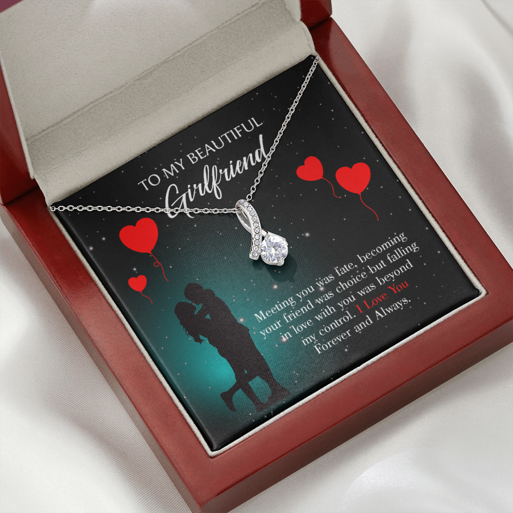 To My Girlfriend Forever and Always Alluring Ribbon Necklace Message Card-Express Your Love Gifts