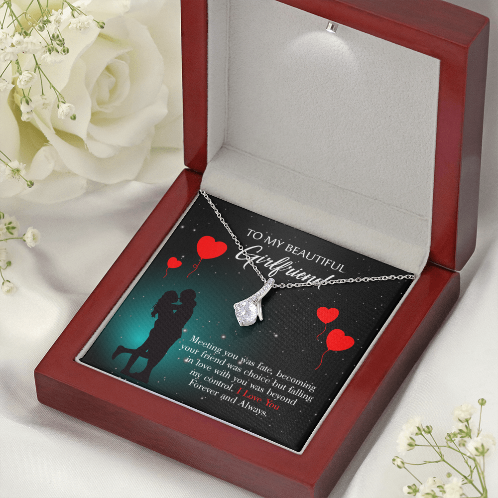 To My Girlfriend Forever and Always Alluring Ribbon Necklace Message Card-Express Your Love Gifts