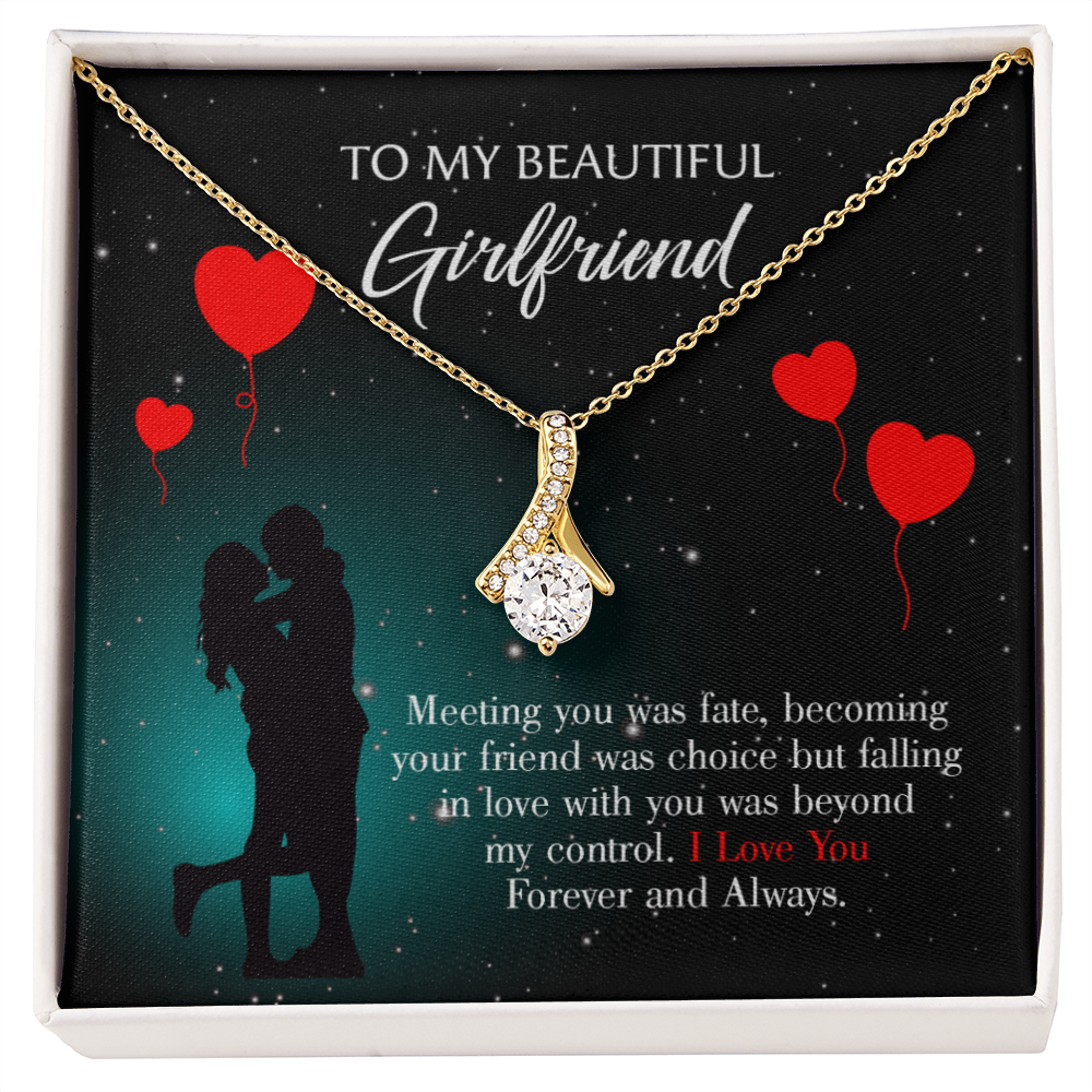 To My Girlfriend Forever and Always Alluring Ribbon Necklace Message Card-Express Your Love Gifts