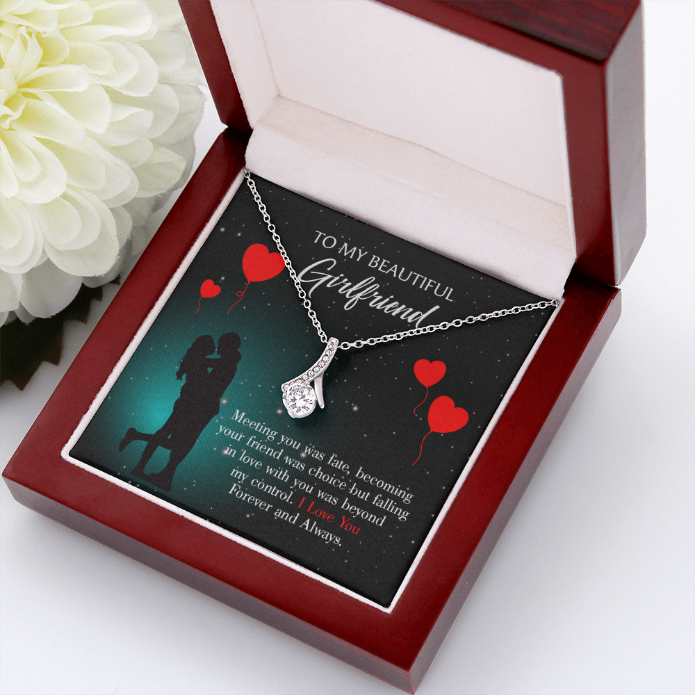 To My Girlfriend Forever and Always Alluring Ribbon Necklace Message Card-Express Your Love Gifts