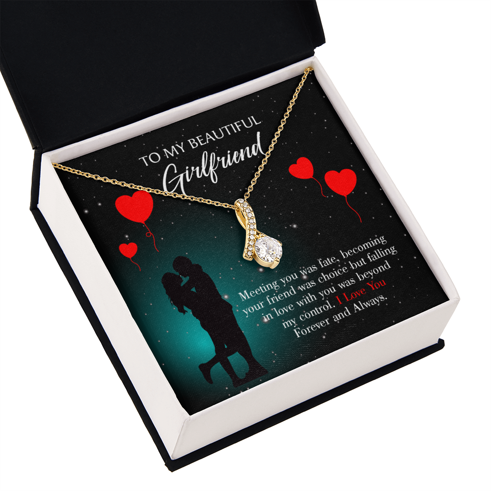 To My Girlfriend Forever and Always Alluring Ribbon Necklace Message Card-Express Your Love Gifts