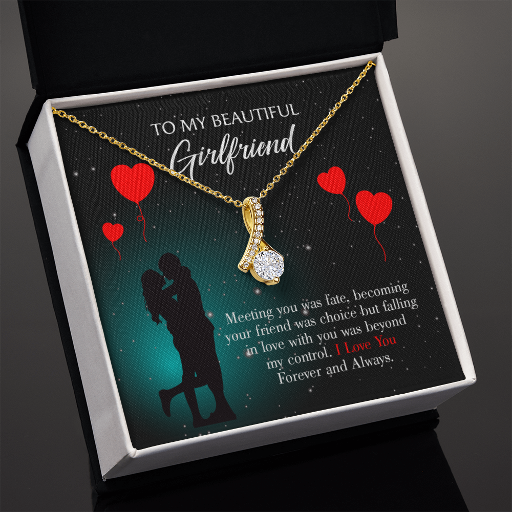 To My Girlfriend Forever and Always Alluring Ribbon Necklace Message Card-Express Your Love Gifts