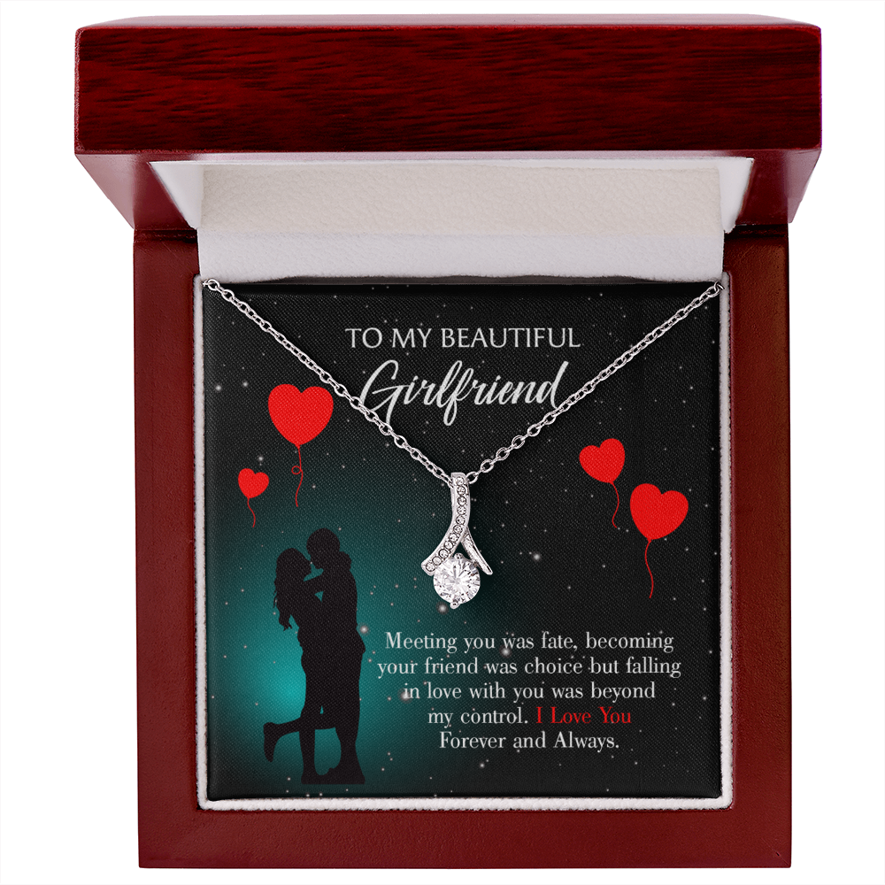 To My Girlfriend Forever and Always Alluring Ribbon Necklace Message Card-Express Your Love Gifts