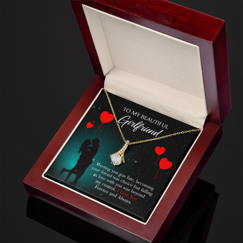 To My Girlfriend Forever and Always Alluring Ribbon Necklace Message Card-Express Your Love Gifts