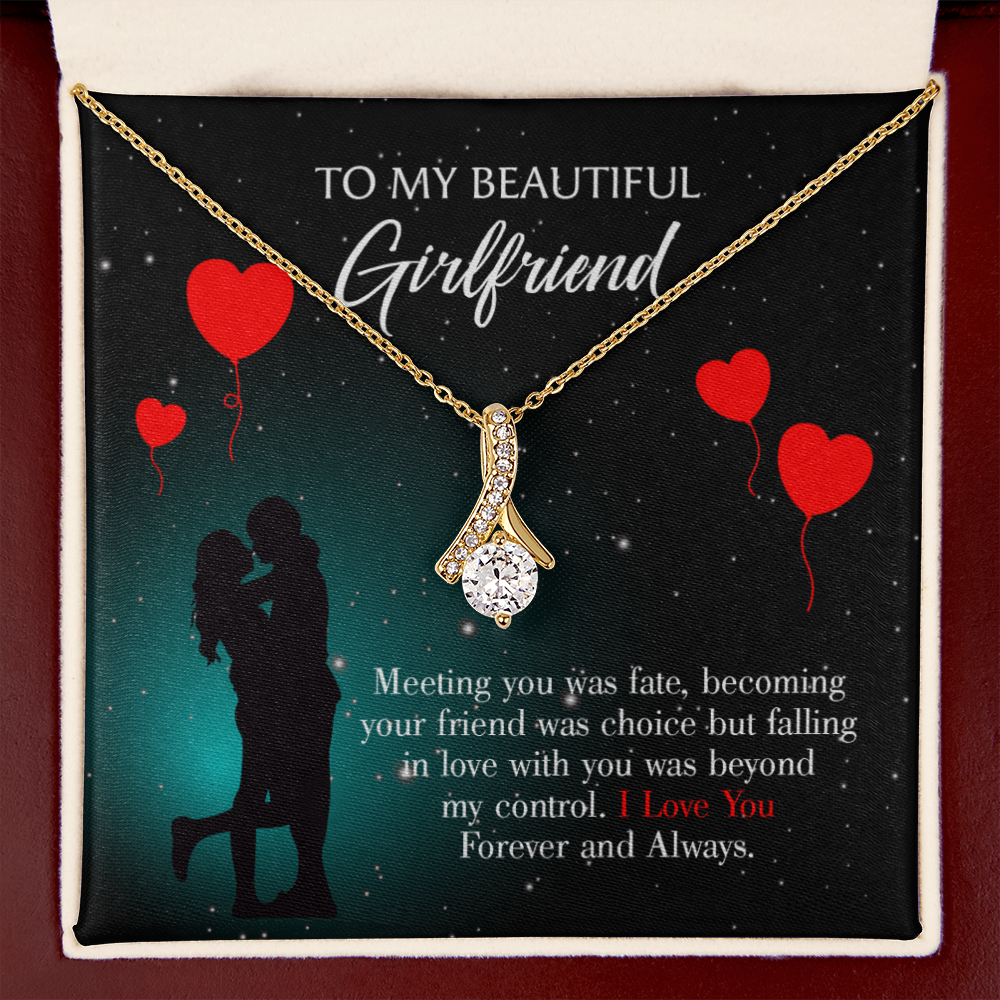 To My Girlfriend Forever and Always Alluring Ribbon Necklace Message Card-Express Your Love Gifts