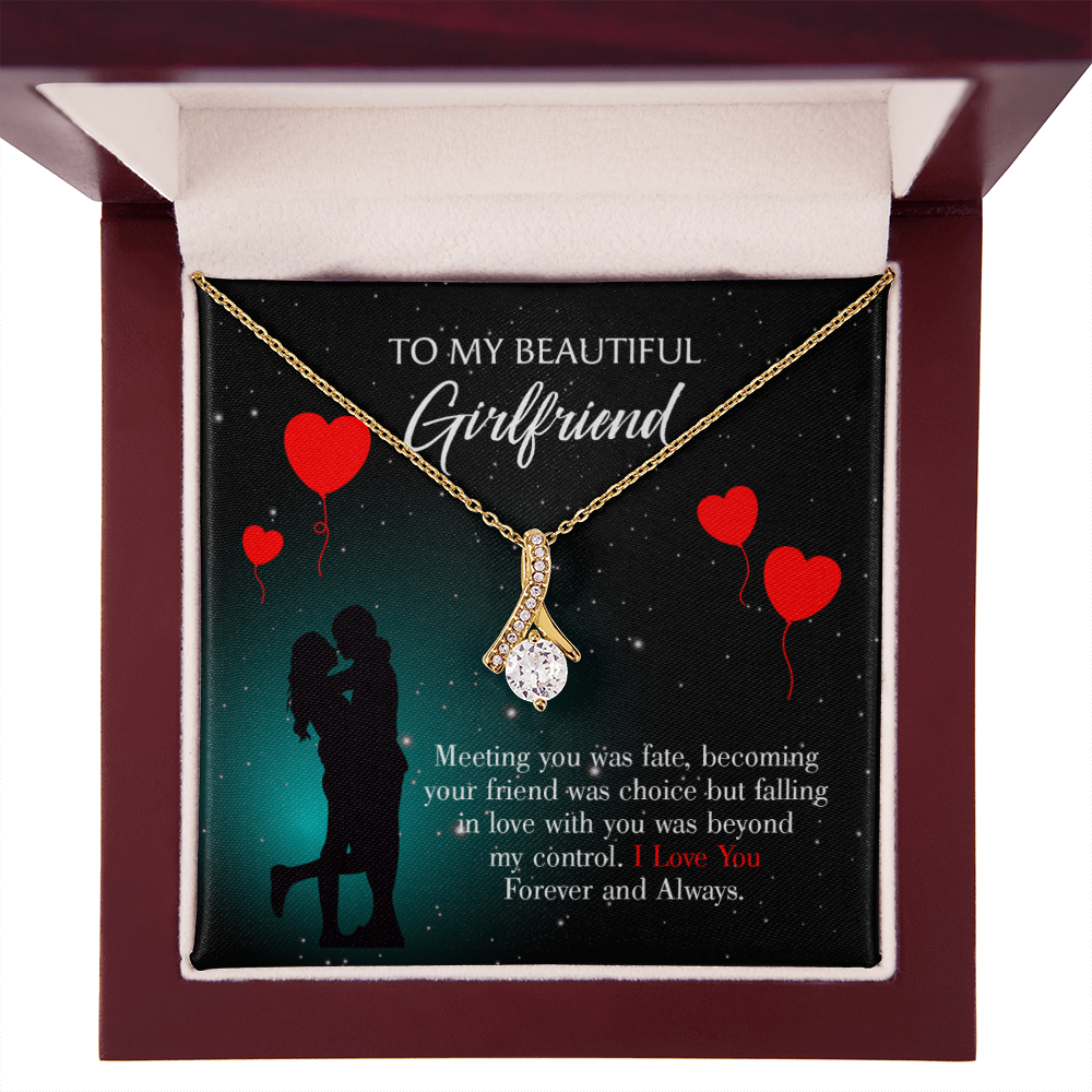 To My Girlfriend Forever and Always Alluring Ribbon Necklace Message Card-Express Your Love Gifts