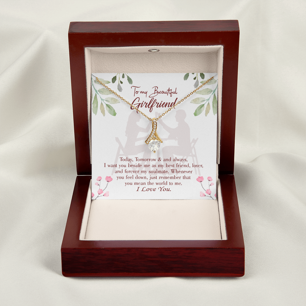 To My Girlfriend Forever my Soulmate Alluring Ribbon Necklace Message Card-Express Your Love Gifts