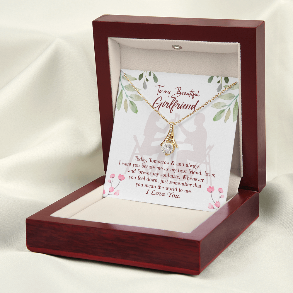 To My Girlfriend Forever my Soulmate Alluring Ribbon Necklace Message Card-Express Your Love Gifts