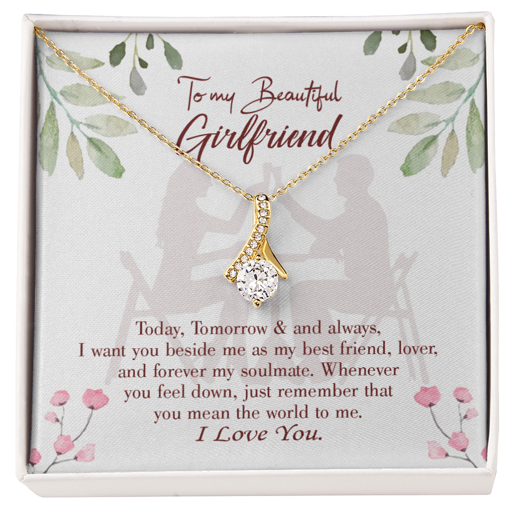 To My Girlfriend Forever my Soulmate Alluring Ribbon Necklace Message Card-Express Your Love Gifts