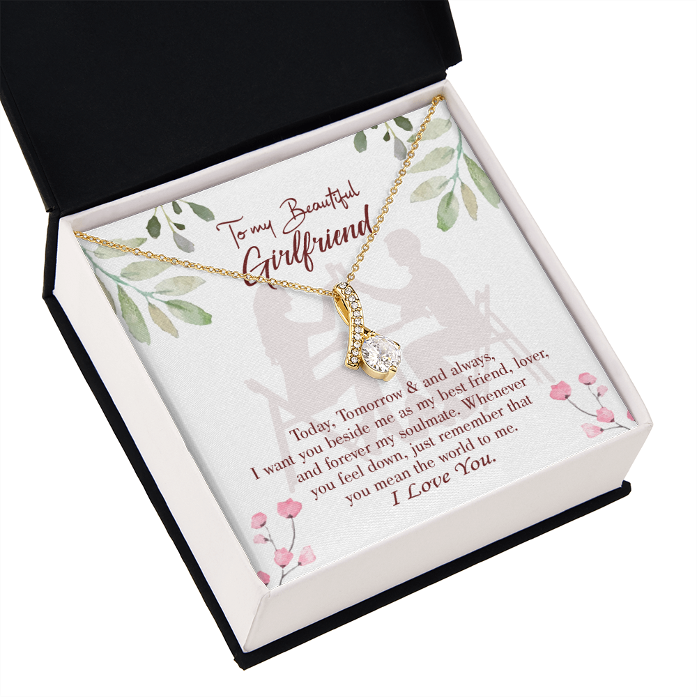 To My Girlfriend Forever my Soulmate Alluring Ribbon Necklace Message Card-Express Your Love Gifts