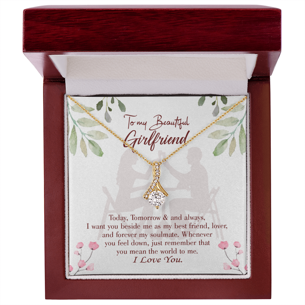 To My Girlfriend Forever my Soulmate Alluring Ribbon Necklace Message Card-Express Your Love Gifts
