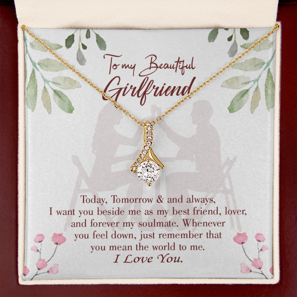 To My Girlfriend Forever my Soulmate Alluring Ribbon Necklace Message Card-Express Your Love Gifts