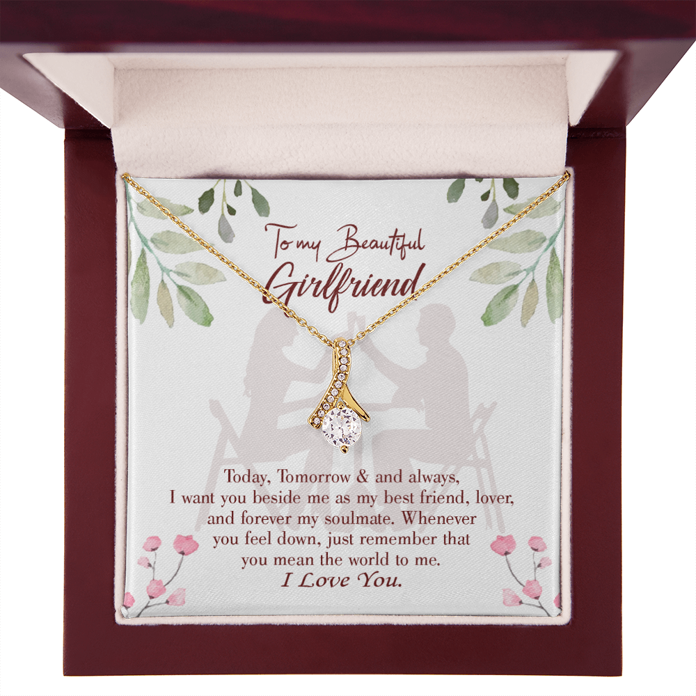To My Girlfriend Forever my Soulmate Alluring Ribbon Necklace Message Card-Express Your Love Gifts
