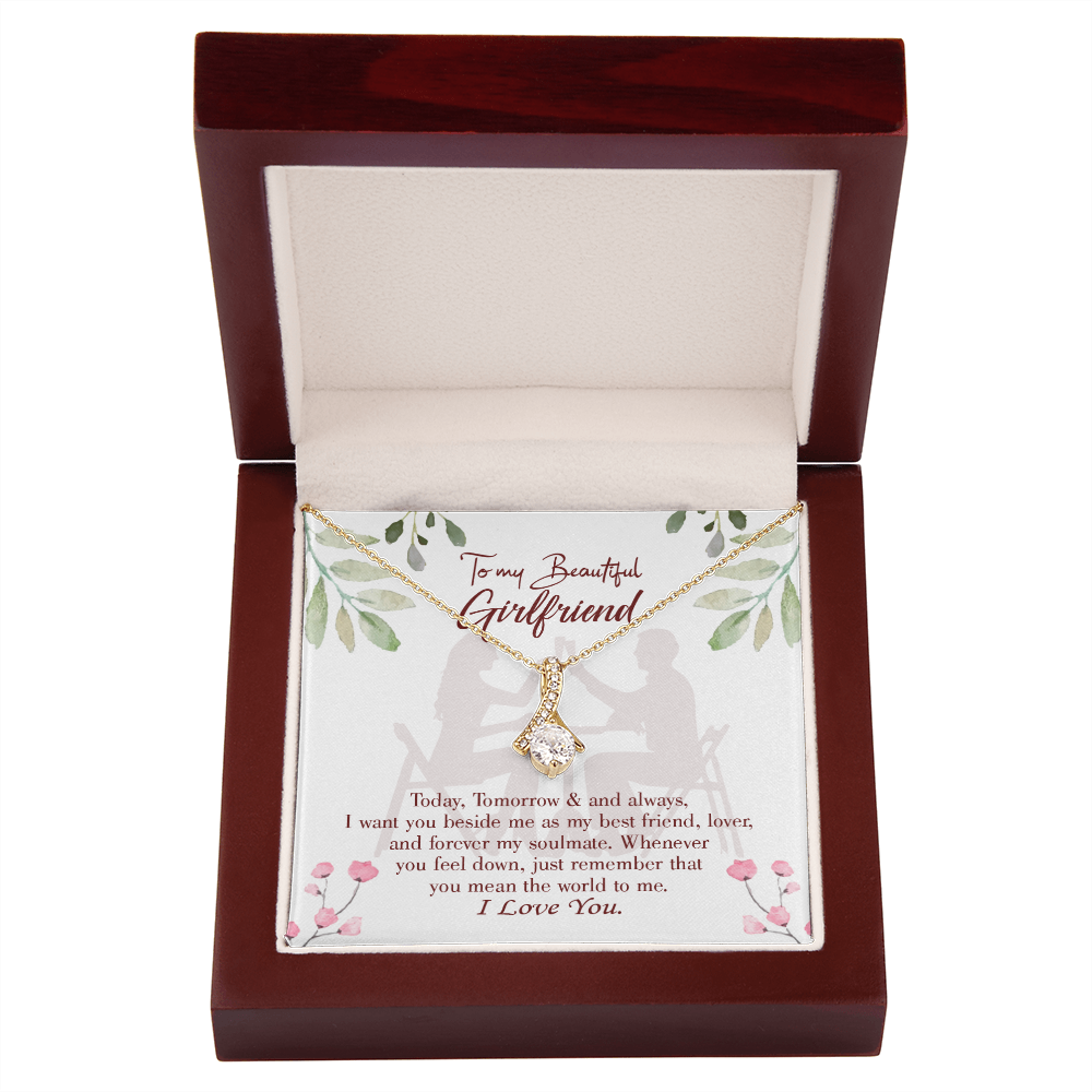 To My Girlfriend Forever my Soulmate Alluring Ribbon Necklace Message Card-Express Your Love Gifts