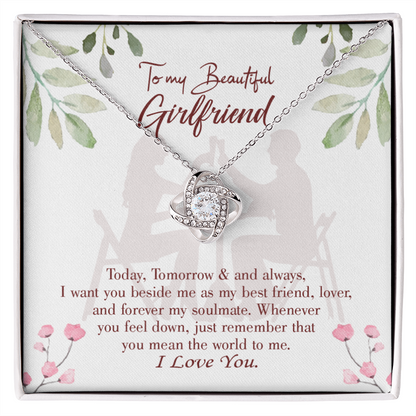 To My Girlfriend Forever my Soulmate Infinity Knot Necklace Message Card-Express Your Love Gifts