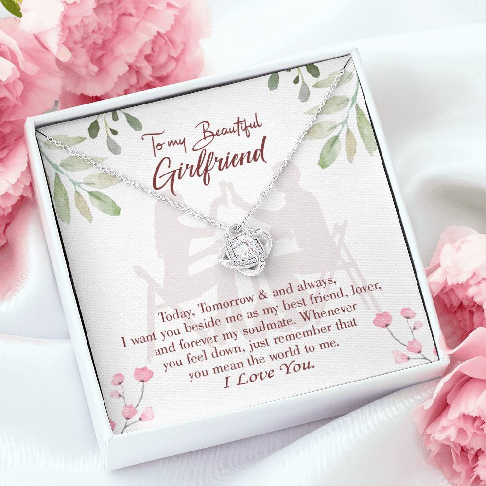 To My Girlfriend Forever my Soulmate Infinity Knot Necklace Message Card-Express Your Love Gifts