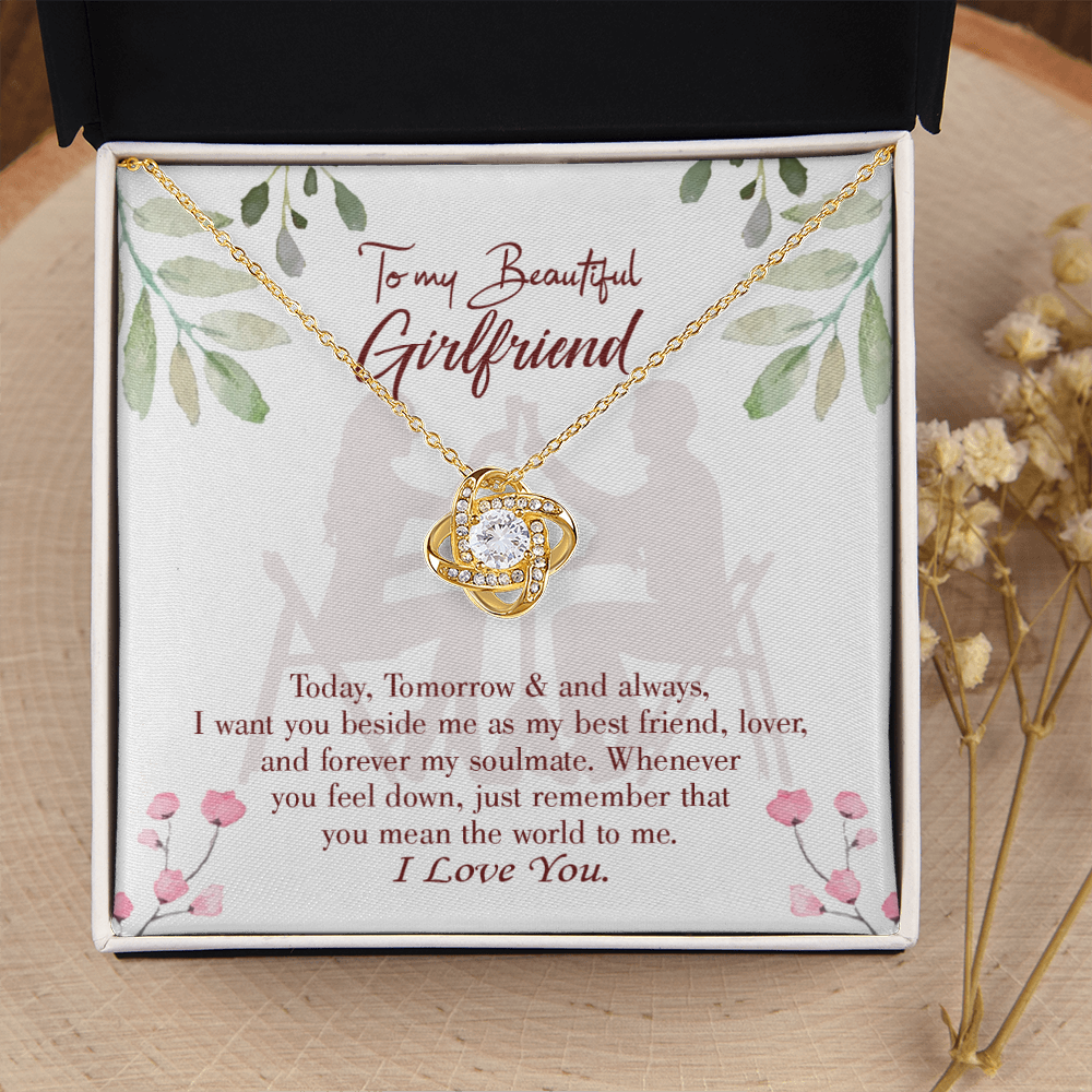 To My Girlfriend Forever my Soulmate Infinity Knot Necklace Message Card-Express Your Love Gifts