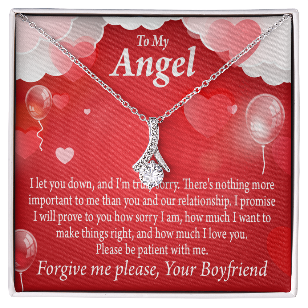 To My Girlfriend Forgive Me Alluring Ribbon Necklace Message Card-Express Your Love Gifts