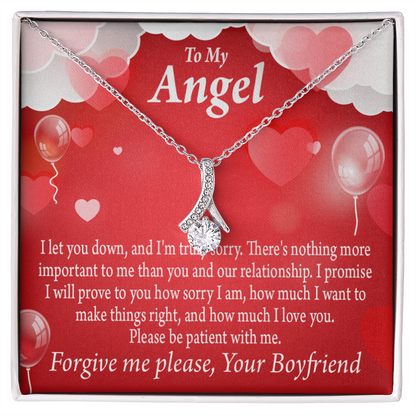 To My Girlfriend Forgive Me Alluring Ribbon Necklace Message Card-Express Your Love Gifts