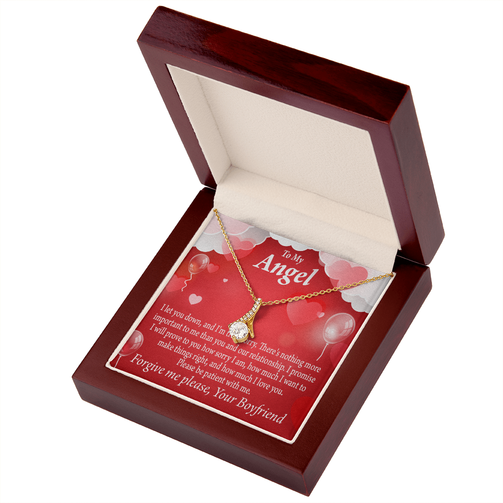 To My Girlfriend Forgive Me Alluring Ribbon Necklace Message Card-Express Your Love Gifts