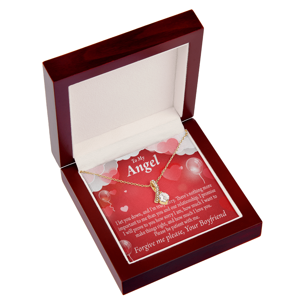 To My Girlfriend Forgive Me Alluring Ribbon Necklace Message Card-Express Your Love Gifts
