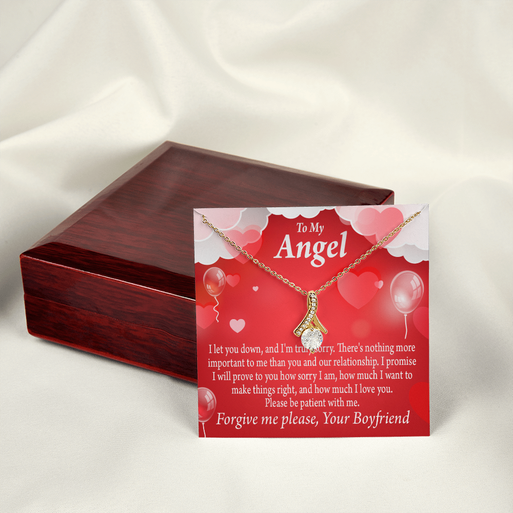 To My Girlfriend Forgive Me Alluring Ribbon Necklace Message Card-Express Your Love Gifts