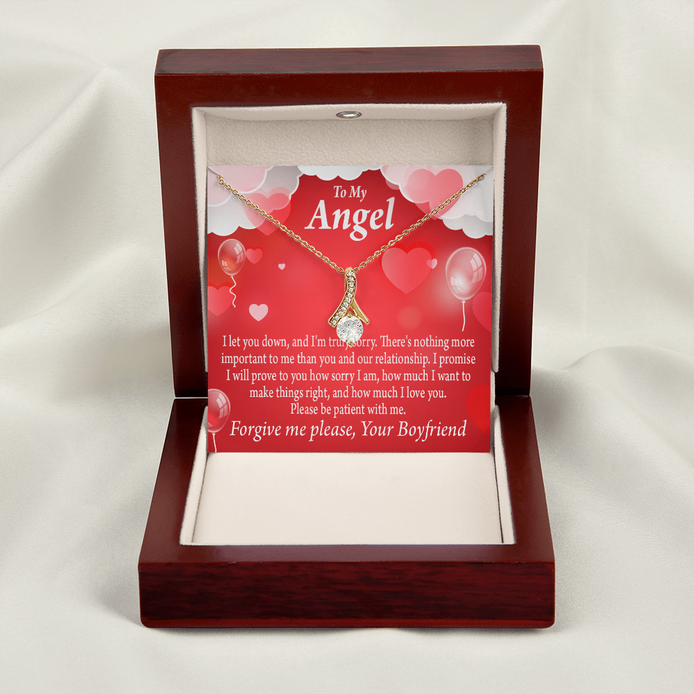 To My Girlfriend Forgive Me Alluring Ribbon Necklace Message Card-Express Your Love Gifts