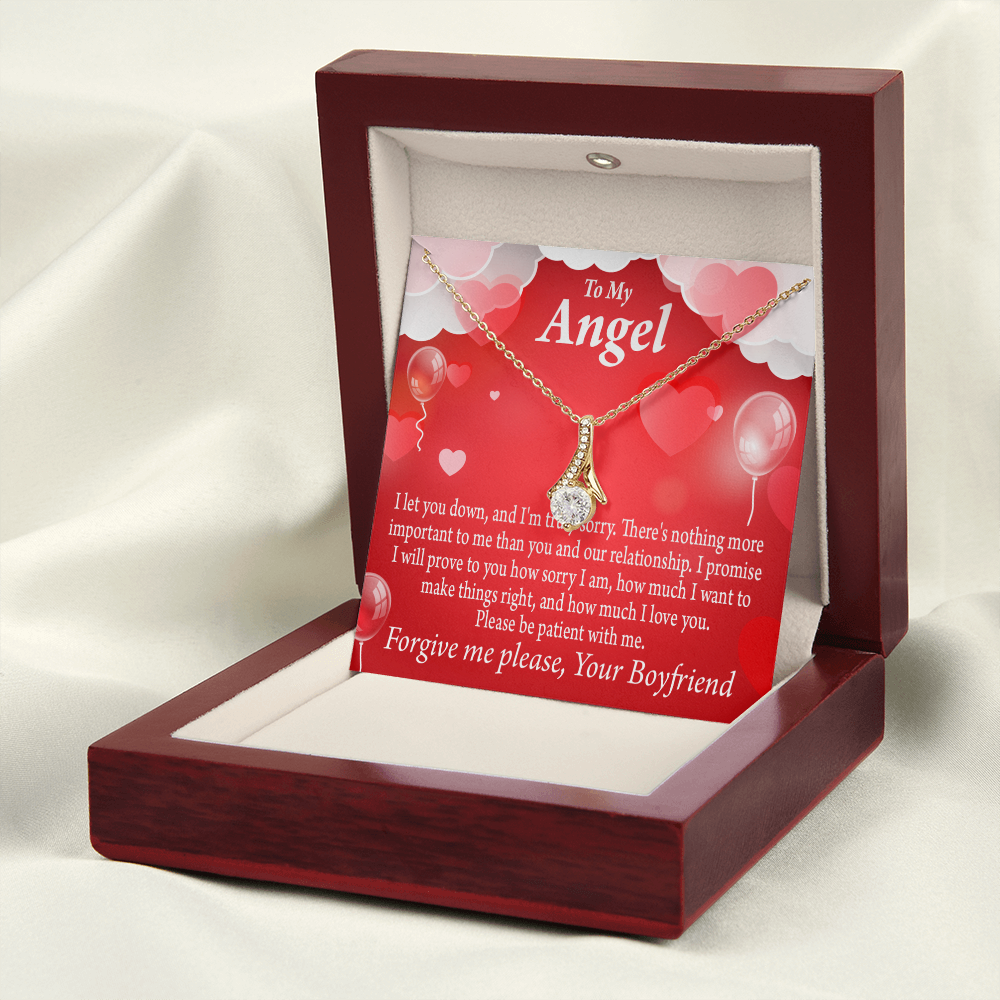 To My Girlfriend Forgive Me Alluring Ribbon Necklace Message Card-Express Your Love Gifts