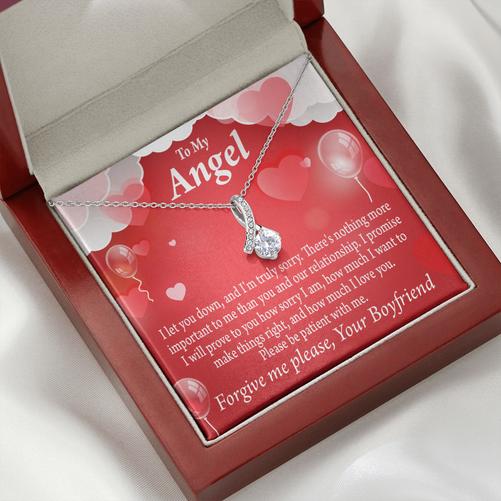 To My Girlfriend Forgive Me Alluring Ribbon Necklace Message Card-Express Your Love Gifts