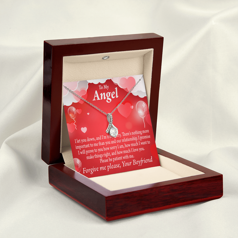 To My Girlfriend Forgive Me Alluring Ribbon Necklace Message Card-Express Your Love Gifts