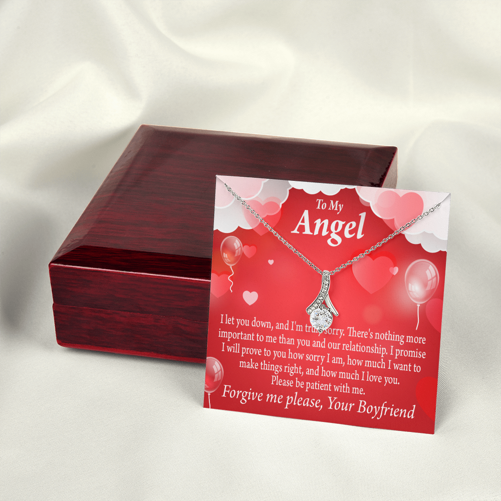 To My Girlfriend Forgive Me Alluring Ribbon Necklace Message Card-Express Your Love Gifts