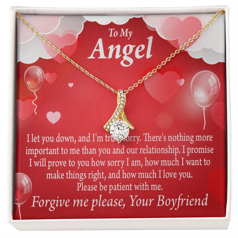 To My Girlfriend Forgive Me Alluring Ribbon Necklace Message Card-Express Your Love Gifts
