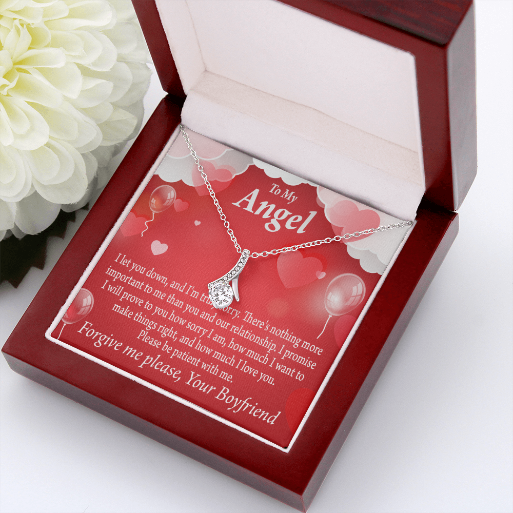 To My Girlfriend Forgive Me Alluring Ribbon Necklace Message Card-Express Your Love Gifts