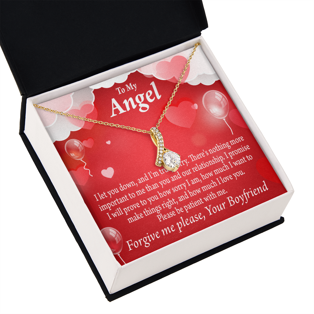 To My Girlfriend Forgive Me Alluring Ribbon Necklace Message Card-Express Your Love Gifts