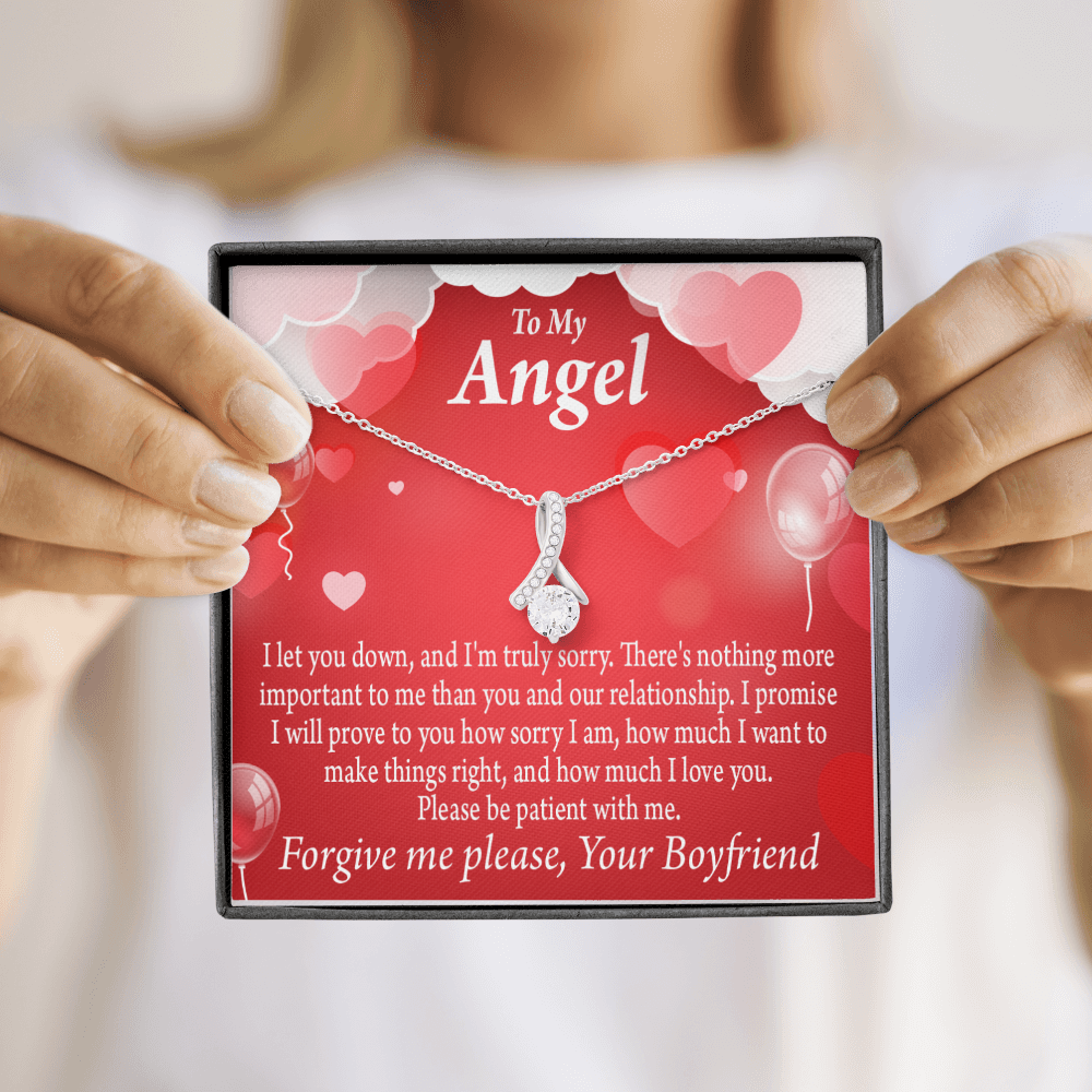 To My Girlfriend Forgive Me Alluring Ribbon Necklace Message Card-Express Your Love Gifts