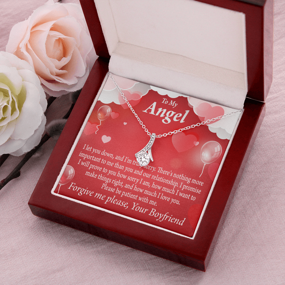 To My Girlfriend Forgive Me Alluring Ribbon Necklace Message Card-Express Your Love Gifts