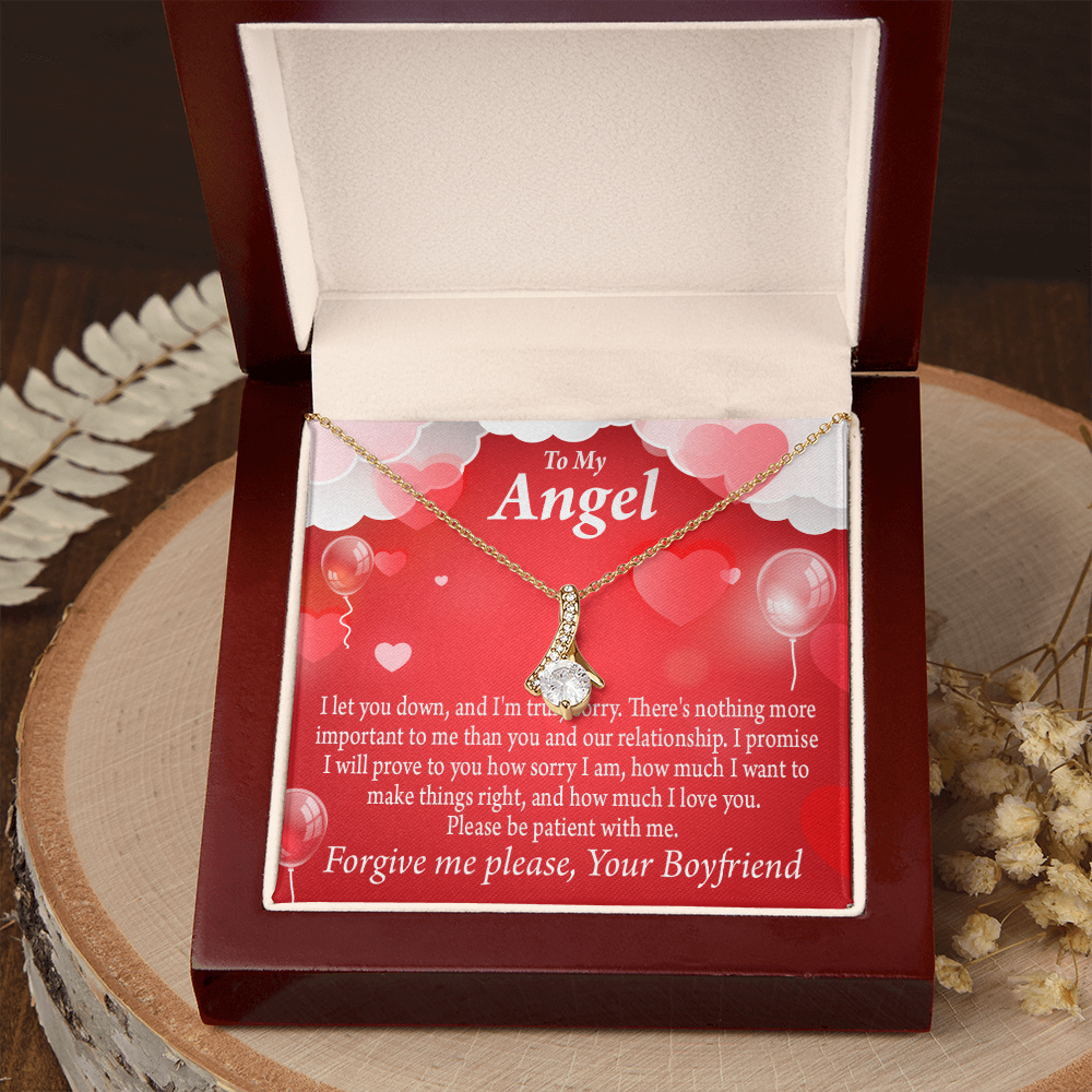 To My Girlfriend Forgive Me Alluring Ribbon Necklace Message Card-Express Your Love Gifts