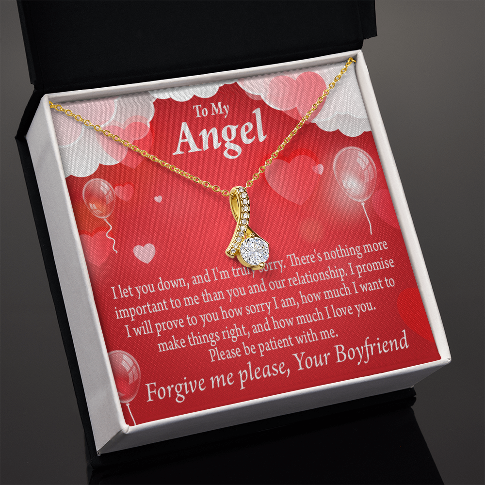 To My Girlfriend Forgive Me Alluring Ribbon Necklace Message Card-Express Your Love Gifts