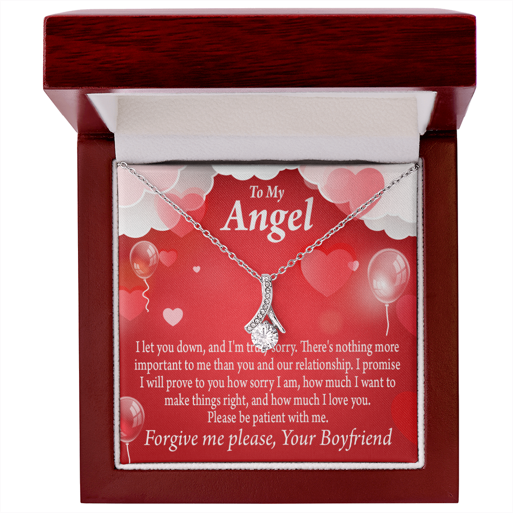 To My Girlfriend Forgive Me Alluring Ribbon Necklace Message Card-Express Your Love Gifts