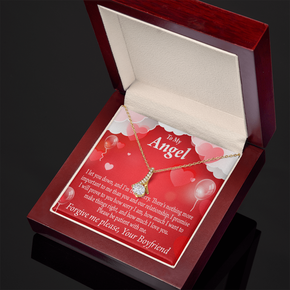 To My Girlfriend Forgive Me Alluring Ribbon Necklace Message Card-Express Your Love Gifts