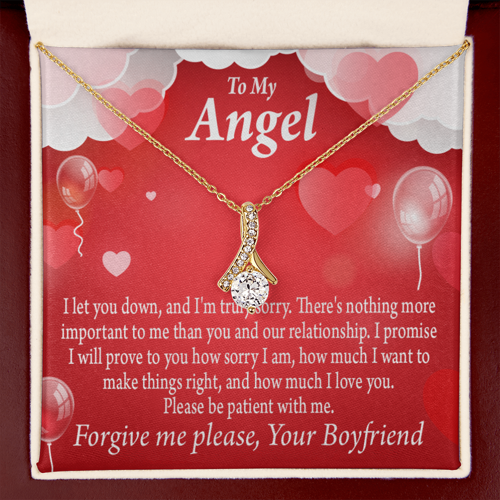 To My Girlfriend Forgive Me Alluring Ribbon Necklace Message Card-Express Your Love Gifts
