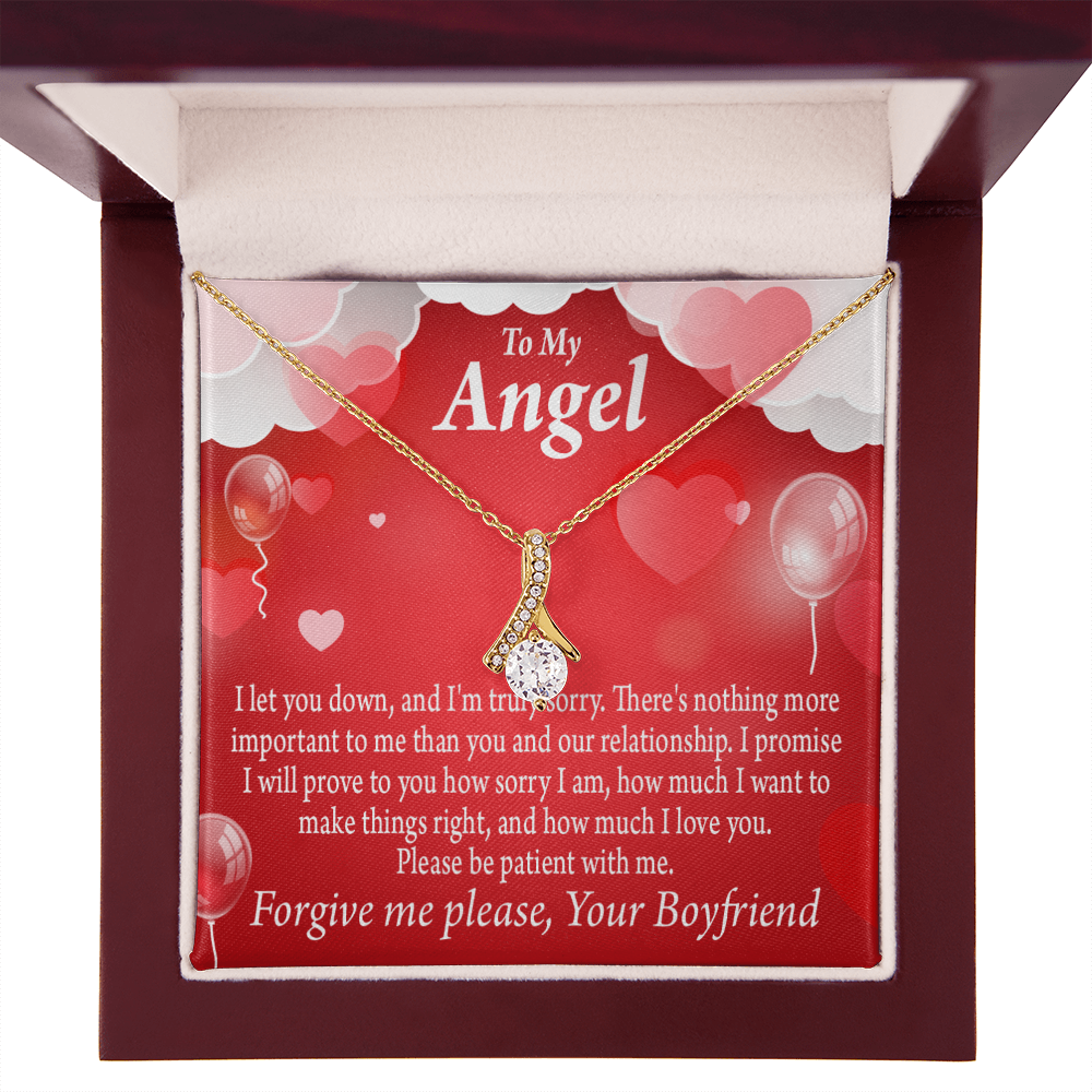 To My Girlfriend Forgive Me Alluring Ribbon Necklace Message Card-Express Your Love Gifts