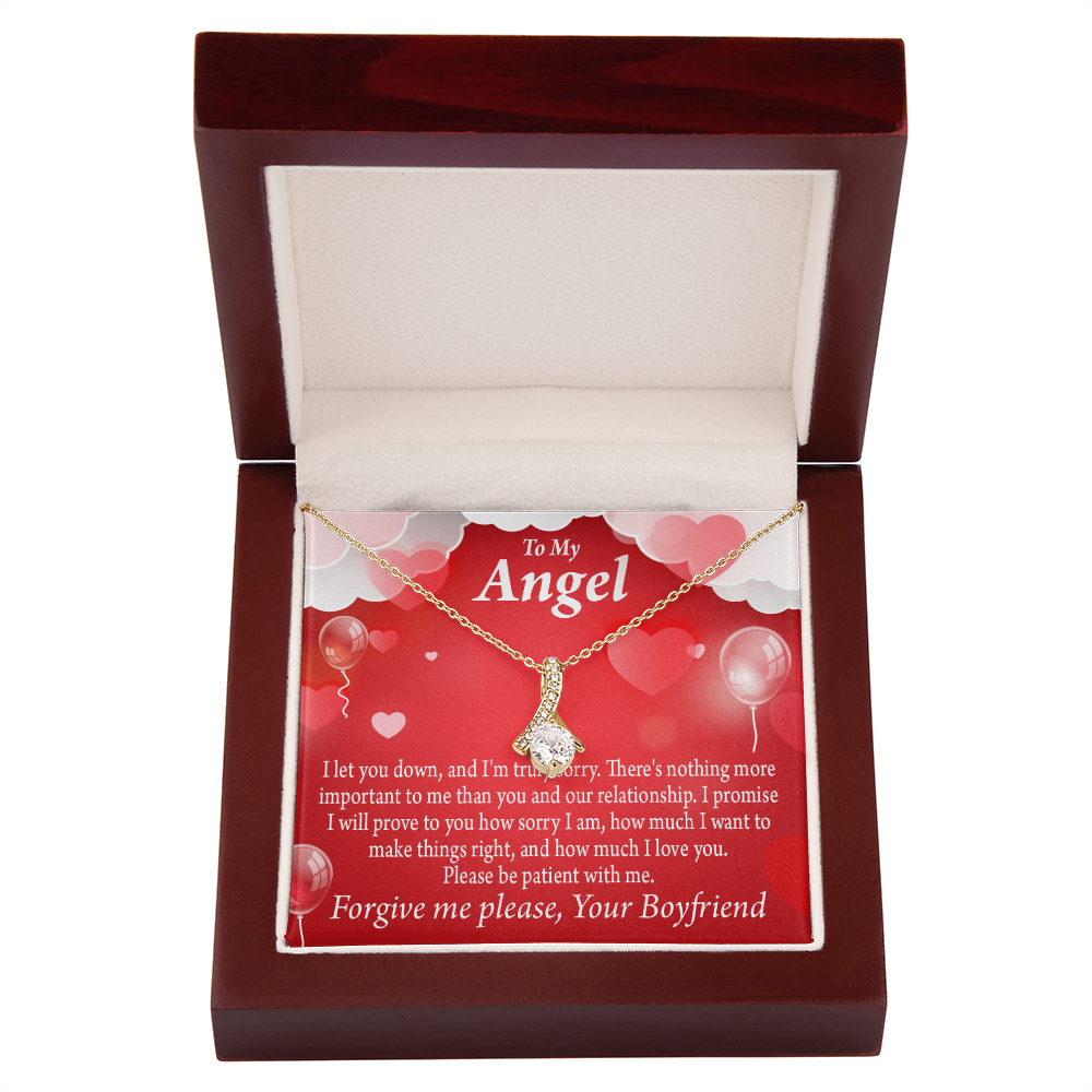To My Girlfriend Forgive Me Alluring Ribbon Necklace Message Card-Express Your Love Gifts